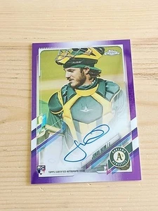 2021 Topps Chrome Jonah Heim Viola Rifrattore Auto #065/250 Rookie RC Rangers SP - Foto 1 di 2