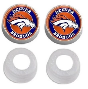 DOS NFL Cromo Cubierta de Perno Placa de Licencia Tapa de Tornillo para Denver Broncos - Imagen 1 de 3