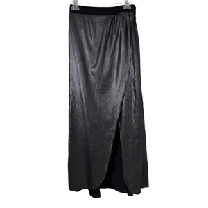 Express NWOT Black Silver Shimmer Maxi Skirt Size 8 Party Casual Sparkle Evening - Picture 1 of 12