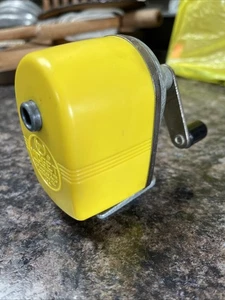 Vintage Apsco Midget Pencil Sharpener Yellow Bakelite Wall Desk Mount USA - Picture 1 of 7