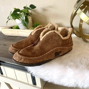 Sorel Slippers Mens 10 Manawan Moccasins NM1466-287 Brown Suede Comfort Slip On - Picture 1 of 7