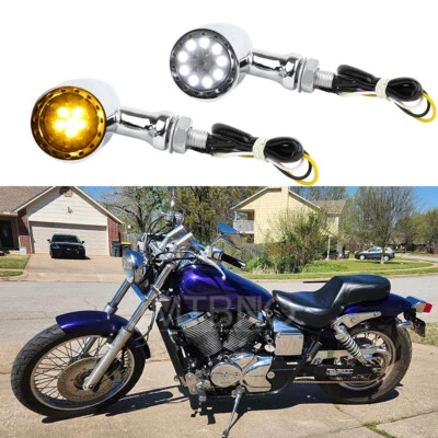 For Honda Shadow 750 1100 VT700C VT1100C Chrome LED Blinker Turn Signal Light - Image 1 of 4