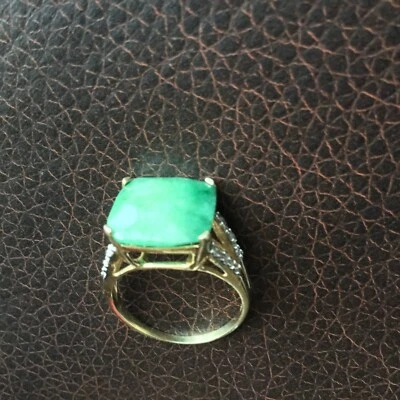 Anillo oro 10k diamantes esmeralda natural Foto 1 de 4