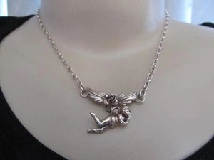 "Collar de plata esterlina vintage Carol Felley3D con eslabón flor querubín 12,7 g 18" - Imagen 1 de 7