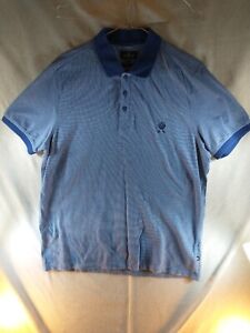 Jeff Banks Polo Shirt Mens XL Blue Short Sleeve Pure Cotton Casual