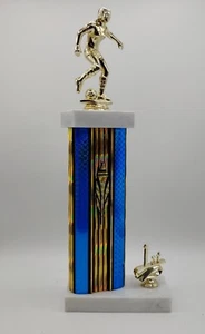 14" Female 1st place Soccer Trophy Blue Gold Marble base - Picture 1 of 8