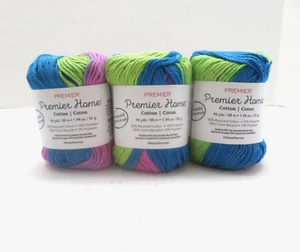 Premier Home Cotton Yarn Rainbow Stripe Lot of 3 - Picture 1 of 4