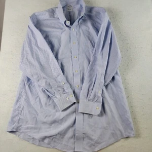 CAMISA ABOTONADA BROOKS BROTHERS HOMBRE TALLA 17.5 AZUL BLANCO RAYAS SIN PLANCHAR - Imagen 1 de 6