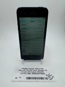 Apple iPhone 5 - Black - 16GB - (Verizon) - A1429 - *FUNCTIONAL* - Picture 1 of 6