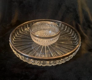 Vintage Cut Lead Crystal Dip& Chip Tray...F.B. Rogers & Co. Italy...RARE FIND! - Picture 1 of 5