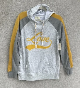 Sudadera con Capucha Bobbie Brooks Mujer Gris Medio Amarillo LOVE NUEVA CON ETIQUETAS - Imagen 1 de 10