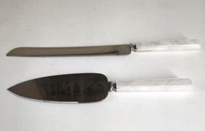 Coltello da torta e servizio vintage Hallmark matrimonio finta madreperla acciaio inox - Foto 1 di 7