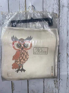 Vintage OWL Needlepoint Kit Originals By Karen Handpainted Canvas Complete MCM - Picture 1 of 8