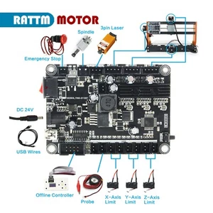 3 Axis USB GRBL 1.1F CNC Controller Board + E-Stop + Limit Switch - Picture 1 of 5