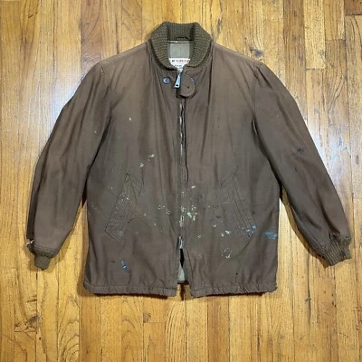 Chaqueta de Trabajo McGregor Vintage Años 50 60 S/M Pintura Envejecida Desvanecimiento Sol Garra Cremallera Foto 1 de 4