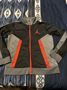 Air Jordan Jacket Youth Size 6x/7 Full Zip Hoodie Red Black Sweatshirt - Picture 1 of 10