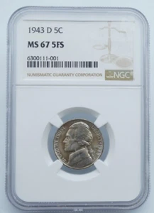 1943-D Jefferson Silver War Time Nickel NGC MS 67 5FS - U853 - Picture 1 of 4