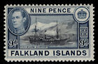 Falkland Islands Gvi Sg157, 9D Black & Grey-Blue, M Mint. Cat £28.