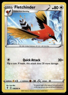 SWSH07: Evolving Skies #139/203 Fletchinder - Image 1 of 2