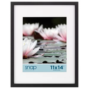 - 11"x14" Black Wall Picture Frame - Single White Mat - Matted for 8"x10" Ima... - Picture 1 of 7