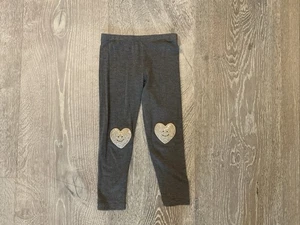 Design History Kids Gray Smiley Face On Knees Size 4T Leggings - Picture 1 of 6