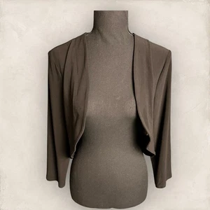 FRANK LYMAN DESIGN BOLERO NERO scialle scrollato medio grande aperto davanti - Foto 1 di 5