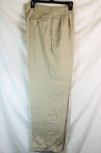 Polo Ralph Lauren Vtg 35 x30  Khaki Hammond Pleated & Cuffed Chino Men’s Pants - Picture 1 of 14
