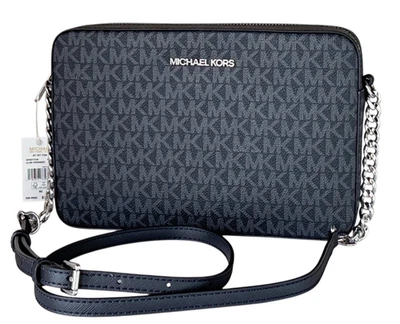 Michael Kors Jet Set Item East West Shoulder Crossbody Bag MK Black - Image 1 of 4