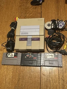 Super Nintendo SNES Console Bundle With 3 Games Tested Works - Picture 1 of 5