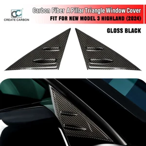 2pcs Dry Carbon Fiber A Pillar Window Triangle Cover For Tesla Model 3 Highland - Bild 1 von 8
