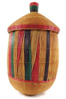 Tutsi Lidded Basket Multi Color Rwanda African Art