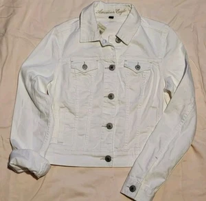 Womens White American Eagle Denim MEDIUM Jacket - Picture 1 of 5