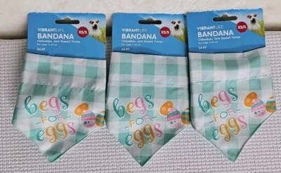 3 BANDANAS PARA PERROS/MASCOTAS Feelin’ Hoppy & Begs para huevos - XS/S 5-20 libras (cuello de 6-14")  Foto 1 de 2