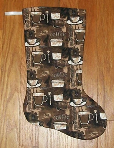 NEU Uniq handgefertigter Unikat gesteppter Weihnachtsstrumpf frisch gebrühter Kaffee - Bild 1 von 5