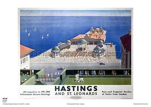 HASTINGS SUSSEX RETRO VINTAGE RAILWAY TRAVEL POSTER ART ADVERTISING HOLIDAY  - Picture 1 of 1