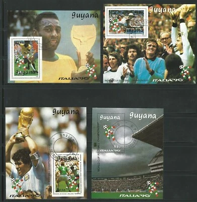 Guyana: Lot of 4 diff. S.S Italy ´90 soccer world cup used of favor. GU*03/ - Image 1 of 2