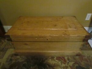  Victorian Pine Trunk Wooden Chest Storage Box 
