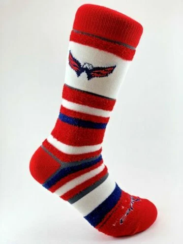 Washington Capitals Hockey Soft Stripe Crew Fuzzy Socks Cover
