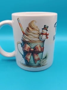 Taza de sublimación 11 OZ frostys chocolate caliente un abrazo en una taza muñeco de nieve invierno - Imagen 1 de 7