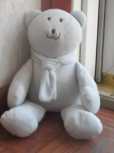 Ralph Lauren Bear Light Blue Plush with Scarf Baby Toy Lovey Sewn Eyes Mouth 14" - Picture 1 of 11