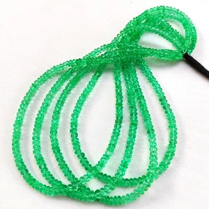 Gemas de topacio color verde esmeralda tamaño de 4 a 6 mm cuentas de rondelle lisas hilo de 17" - Imagen 1 de 10