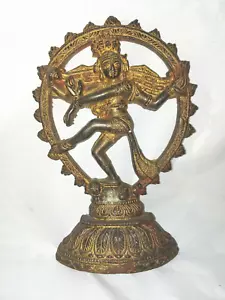 VTG Hindu Lord Goddess Brass Spirit Decor Alter Shiva Religion Nataraja India - Picture 1 of 6