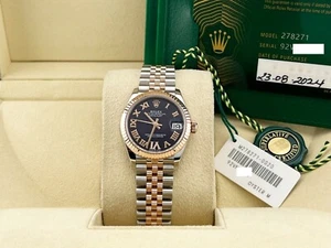 Rolex Midsize Datejust 278271 Aubergine Purple Diamond Dial 18K Rose Gold Steel - Picture 1 of 11