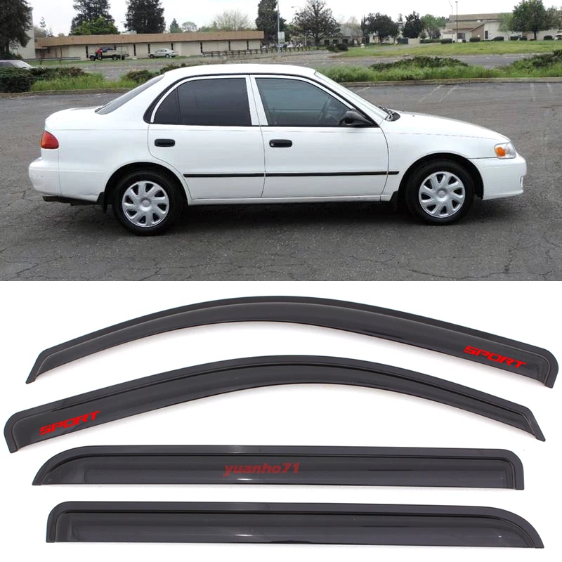 For 98-02 Toyota Corolla Window Visors Rain Guard Shade Sport Vent 4pc Deflector Foto 1 de 1