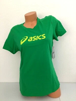NUEVA Camiseta Asics Para Mujer Verde Manga Corta Grande Algodón Con Diseño de Logo Foto 1 de 2