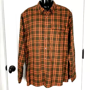 Camicia Orvis uomo XL a quadri arancione cerniera nascosta tasca manica lunga all'aperto pesca - Foto 1 di 10