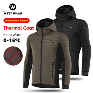 WEST BIKING Winter Cycling Jacket Long Sleeve Tops Windproof Coat Jersey Hooded - Picture 1 of 31