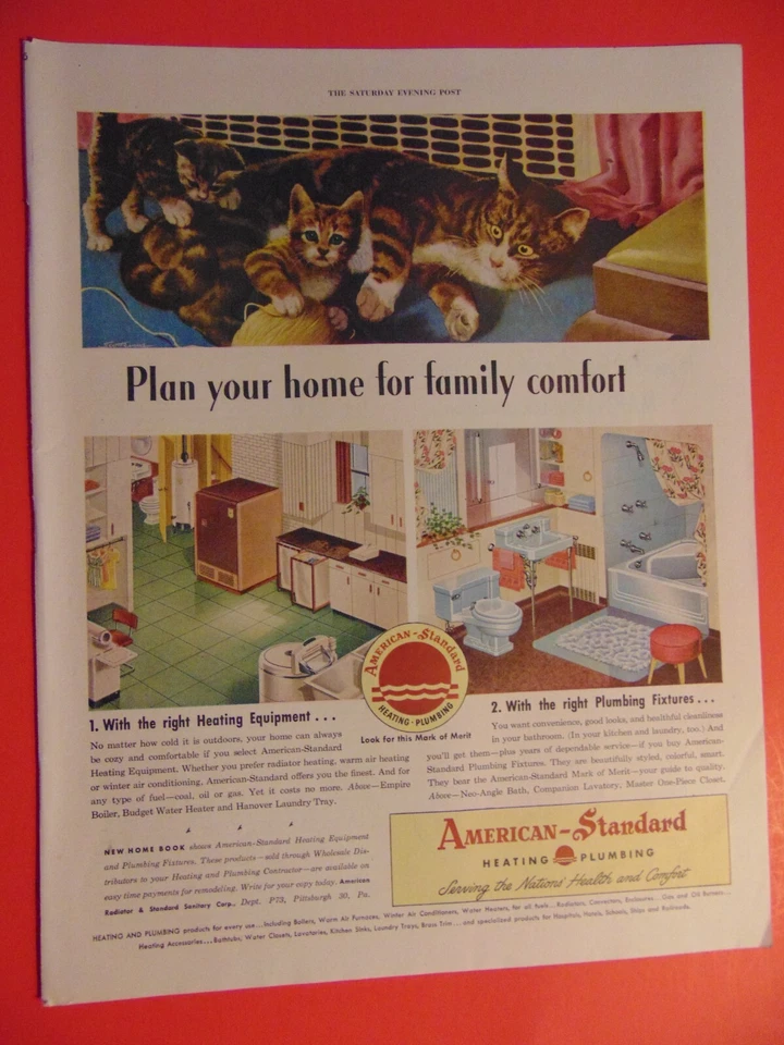 American Standard 1947 accesorios de baño azul anuncio impreso vintage Foto 1 de 1