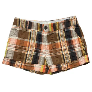 Anthropologie Elevenses Seersucker Plaid Shorts Size 2 Colorful Cotton Blend - Picture 1 of 5