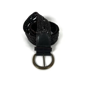 TALBOT'S Women’s Brown Braided Genuine Leather Belt Brass Metal Buckle Medium - Picture 1 of 6